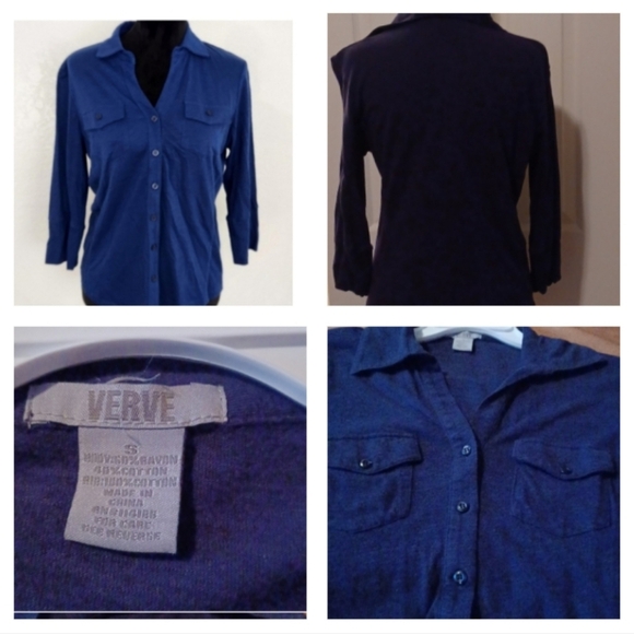 💙🌺Dark Blue Button Down Shirt - Picture 1 of 8